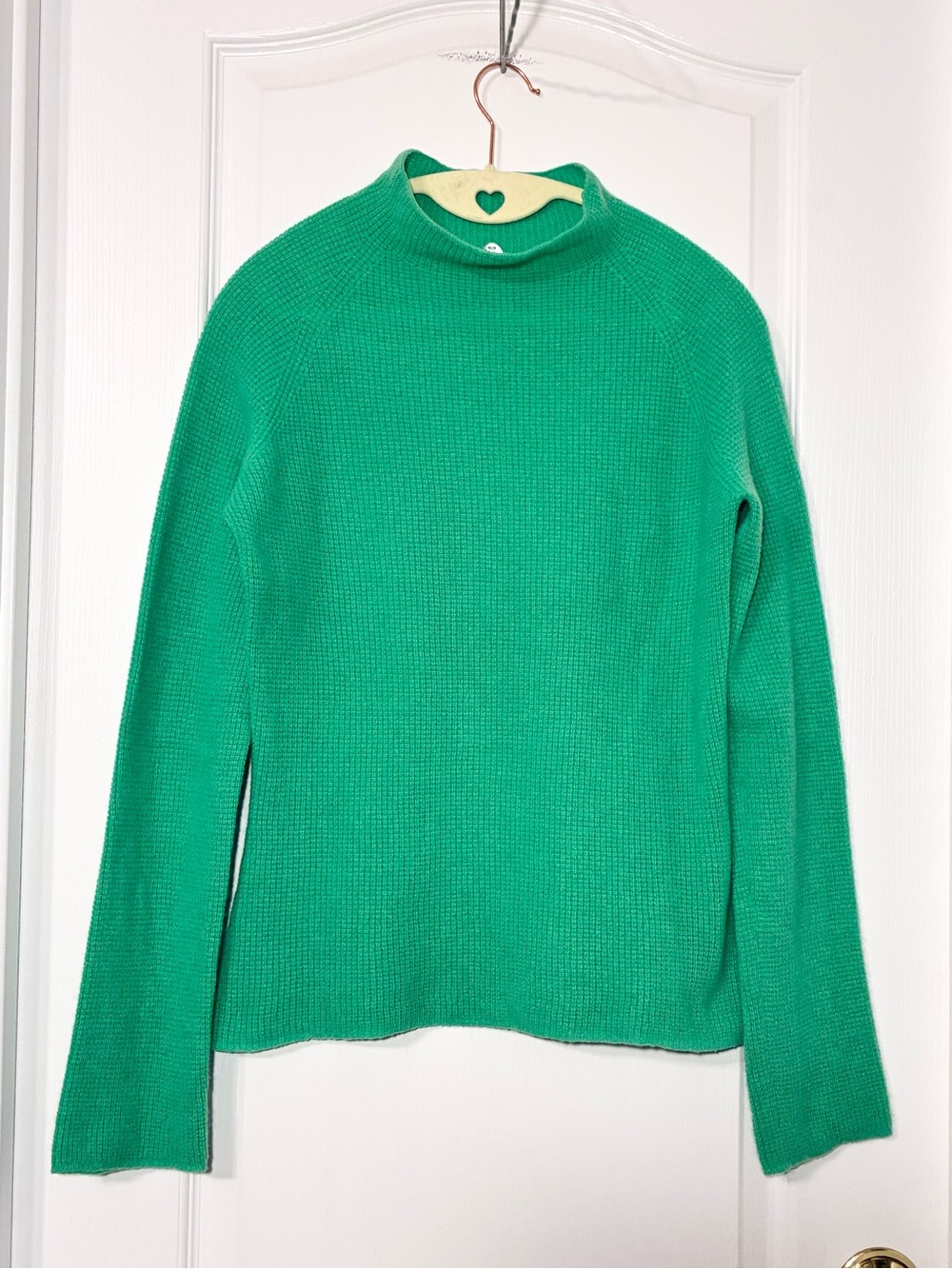 Margaret O’Leary CASHMERE Flared Sleeve Mock Neck Sweater Green Size Medium